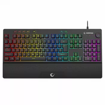 Rampage Simula RGB Macro KB-GX65 vadu membrānas spēļu klaviatūra ar plaukstas balstu, melna