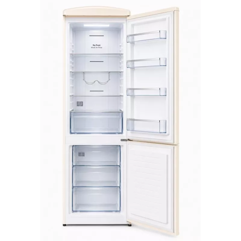 Ravanson LKK-315RC Retro Ledusskapis ar Saldētavu 315L Total No Frost Krēmkrāsā