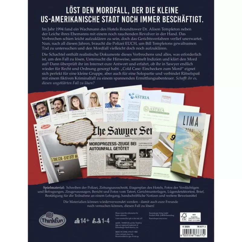 RAVENSBURGER Cold Case: Einchecken zum Mord Kooperatīvā detektīvspēle