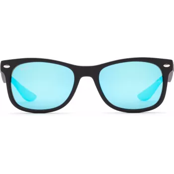 Ray-Ban Junior RJ9052S100S55 Saulesbrilles - Spīdīgi melns rāmis, gaiši zils spoguļstikls, 48mm