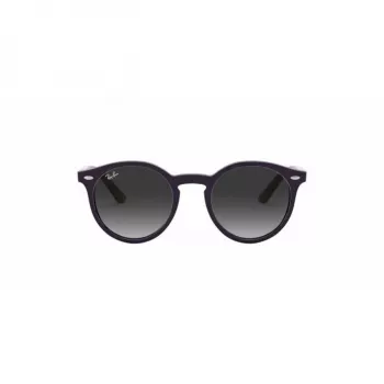 Ray-Ban Junior RJ9064S70218G Bērnu saulesbrilles, apaļas, caurspīdīgs rozā rāmis, pelēkas gradienta lēcas, 44 mm