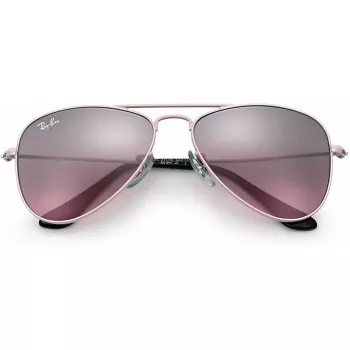 Ray-Ban Junior RJ9506S2117E5 Bērnu saulesbrilles, taisnstūra formas, caurspīdīgi rozā rāmis, gaiši brūns gradienta rozā stikls, 52/14/125 mm