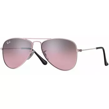 Ray-Ban Junior RJ9506S2117E5 Bērnu saulesbrilles, taisnstūra formas, caurspīdīgi rozā rāmis, gaiši brūns gradienta rozā stikls, 52/14/125 mm