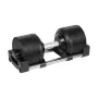 REBEL ACTIVE Adjustable Cast Iron Dumbbell 36 kg, 1 kg Increments, Automatic Dial System, Single Dumbbell, Black/Red