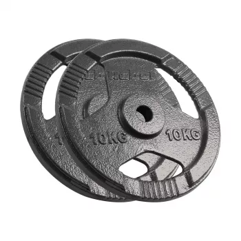 REBEL ACTIVE Čuguna Svaru Disku Komplekts 2x10kg, Urbums 31mm, Diski ar Rokturiem, Melns