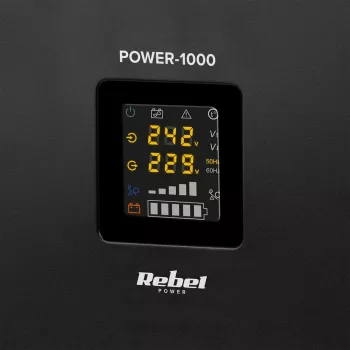 Rebel POWER-1000 sienas avārijas barošanas bloks – tīrā sinusa invertors ar 12V uzlādes funkciju, 230V, 1000VA/700W