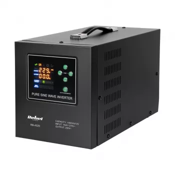 Rebel POWER-1500-LFP4 avārijas barošanas bloks – tīra sinusa invertors ar 12V uzlādes funkciju, 230V, 1500VA/1050W