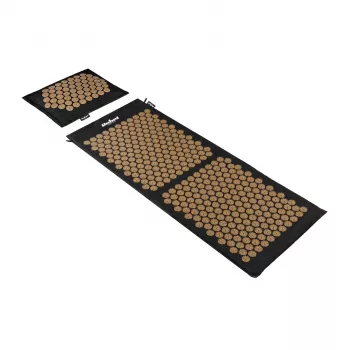 REBEL RBA-6012-GL ECO Akupresūras paklājs ar spilvenu, XL 110x42 cm, zelta radzītes, dabīgā kokvilna un kokosšķiedra