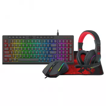 Redragon 4-in-1 Gaming komplekts: RGB tastatūra, pele, paklājiņš un austiņas