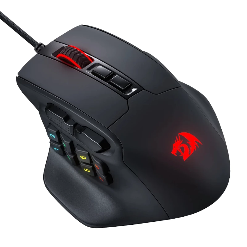 REDRAGON Aatrox 6200DP RGB MMO spēļu pele - melna