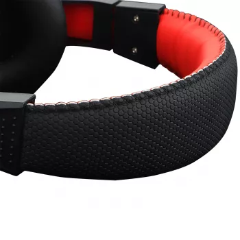 REDRAGON ARES Over-Ear vadu spēļu austiņas ar sarkanu LED, omnidirekcionālu būma mikrofonu, 40mm draiveriem, 3.5mm ligzdu, melna