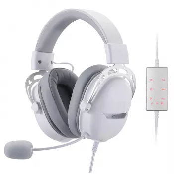 REDRAGON AURORA Over-Ear spēļu austiņas - baltas (50mm draiveri, RGB LED, noņemams mikrofons)
