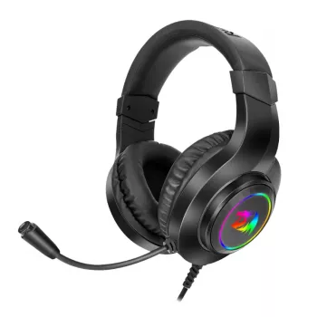 REDRAGON HYLAS H260RGB Over-Ear spēļu austiņas ar noņemamu mikrofonu, 50mm draiveri, RGB apgaismojums, 3.5mm audio + USB barošana, melna