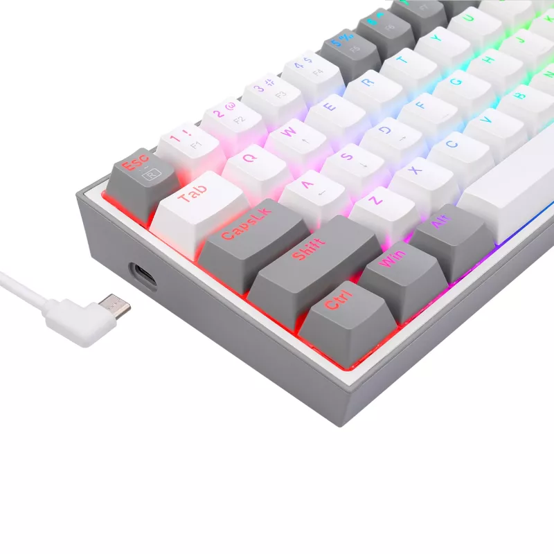Redragon K617 FIZZ 60% Vadu RGB Spēļu Klaviatūra - Balta/Pelēka