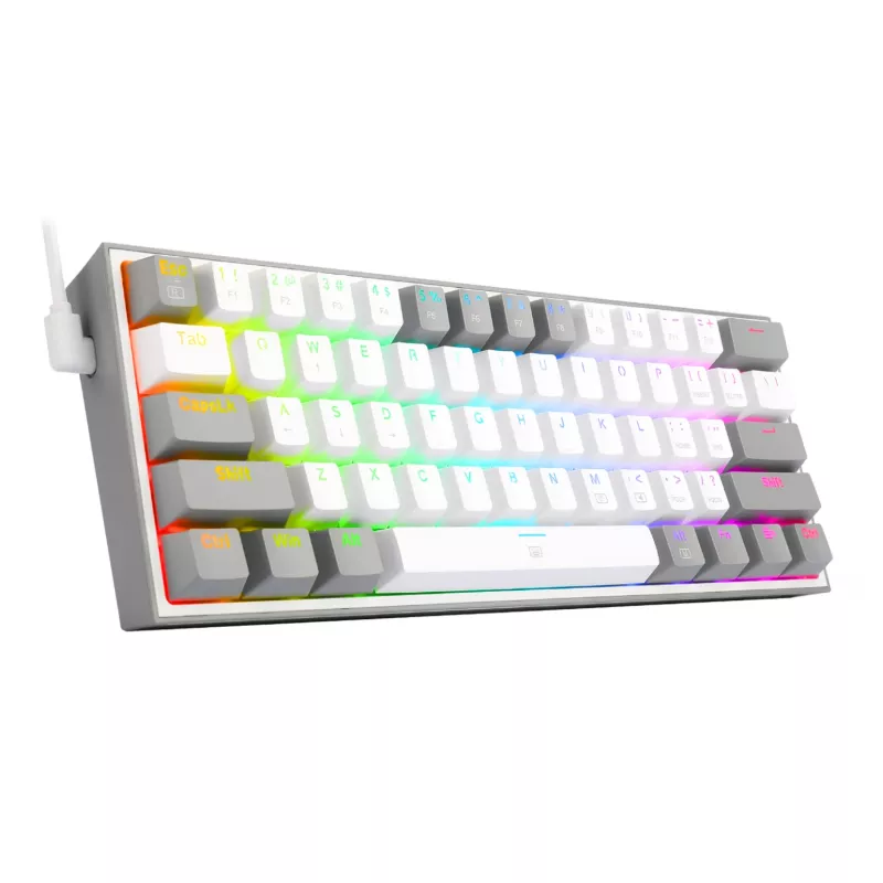 Redragon K617 FIZZ 60% Vadu RGB Spēļu Klaviatūra - Balta/Pelēka