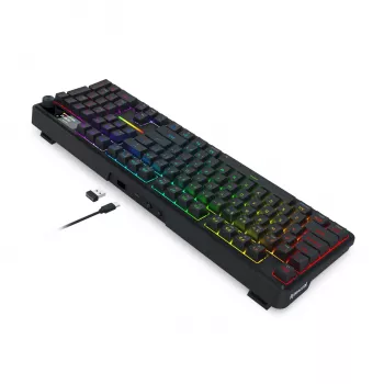 Redragon K762 TERRAFLARE PRO RGB bezvadu gasket spēļu klaviatūra - 75% 82 taustiņi, trīs režīmi, hot-swappable, double-shot PBT, melna