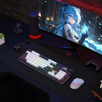 Redragon K762WB-RGB-PRO pilna izmēra gasket mehāniskā tastatūra ar LCD - melna