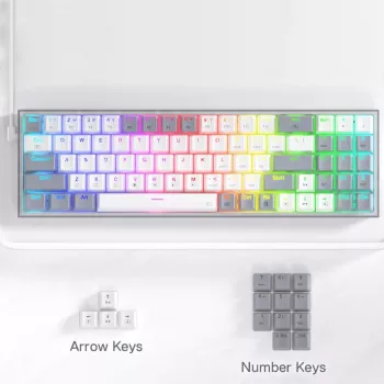 REDRAGON Pollux 65% vadu mehāniskā spēļu klaviatūra, hot-swappable Red slēdži, RGB apgaismojums, noņemams USB-C, NKRO, melna