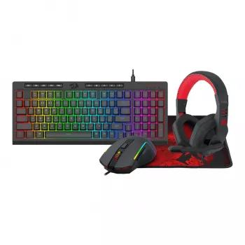 Redragon RD-S149 4-in-1 Gaming komplekts: RGB tastatūra, optiskā pele, austiņas un paklājiņš