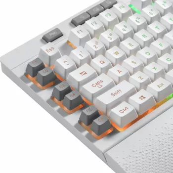 REDRAGON SHIVA membrānas tastatūra - balta, pilna izmēra RGB fona apgaismojums, 6 makro taustiņi, noņemams plaukstu atbalsts, vadu USB