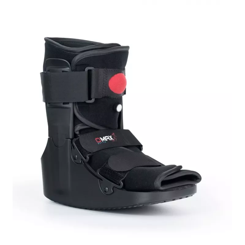 REH O-1183/XL Short Air Walker Boot – Pneimatiska potītes un pēdas imobilizācijas zābaks, rocker zole, melns/pelēks, XL izmērs