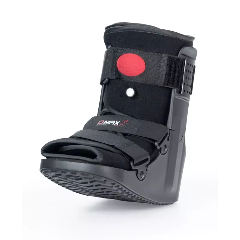 REH O-1183/XL Short Air Walker Boot – Pneimatiska potītes un pēdas imobilizācijas zābaks, rocker zole, melns/pelēks, XL izmērs
