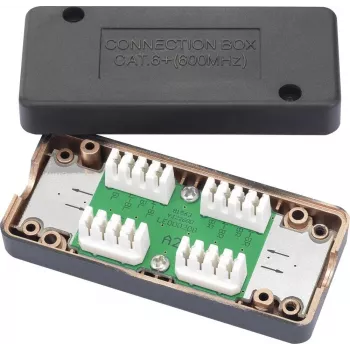 renkforce savienojumu kārba CAT 6A tīkla kabeļiem, ekranēta sadales kārba, LSA+ termināļi, 10 Gbit/s, gaiši pelēka