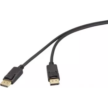 Renkforce DisplayPort kabelis 1m melns 4K UHD 60Hz vīrišķais uz vīrišķo ar zelta pārklājumu trīskārši ekranēts RF-6830472