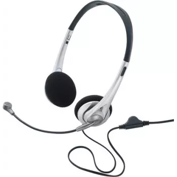 Renkforce RF-5045268 vadu ausu komplekts ar mikrofonu un regulēšanu, melns/sudrabs