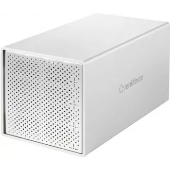 Renkforce RF-5587610 4 ligzdu SATA cieto disku korpuss, 2,5/3,5 collas, USB 3.2 Gen 1, alumīnijs, 80 mm ventilators