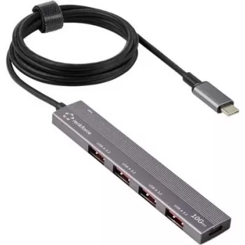 Renkforce RF-USBCH-200 1+4 portu USB-C USB 3.2 Gen 1 daudzportu centrmezgls ar alumīnija korpusu (RF-6700798)