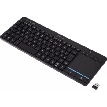 Renkforce RF-WLTKB-300 bezvadu klaviatūra ar holandiešu QWERTY izkārtojumu, melna, ar iebūvētu skārienpaliktni (RF-6904036)