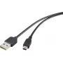 Renkforce USB 2.0 A uz Mini-B atgriežamais kabelis 1,8 m melns
