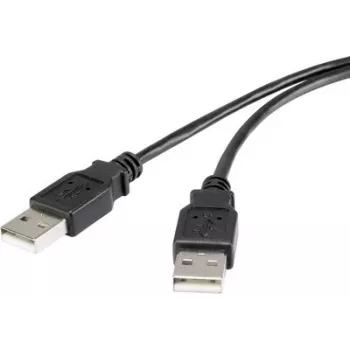 Renkforce USB 2.0 kabelis A uz A 1,8m melns ar zelta pārklājumu RF-4463037