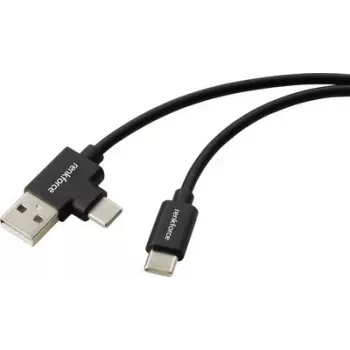 Renkforce USB 2.0 USB-C uz USB-A kabelis 1m melns RF-7116120