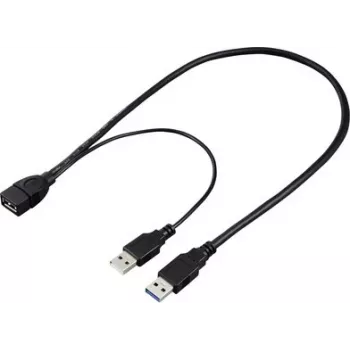 Renkforce USB 3.0 pagarinājuma kabelis USB-A vīrišķais uz USB-A sievišķo 0,5 m melns RF-5719752