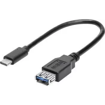 renkforce USB-C uz USB 3.0 A adaptera kabelis ar OTG, 0,15 m, melns, ar zelta pārklājuma kontaktiem