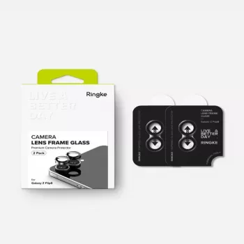 Ringke Camera Frame 2-Pack Samsung Galaxy Z Flip 8 — melns alumīnija sakausējuma objektīva aizsargs ar 9H rūdītu stiklu