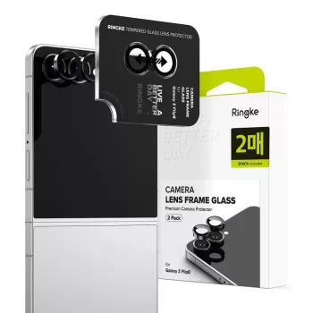 Ringke Camera Frame 2-Pack Samsung Galaxy Z Flip 8 — melns alumīnija sakausējuma objektīva aizsargs ar 9H rūdītu stiklu