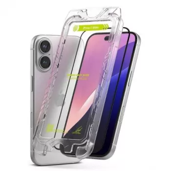 Ringke iPhone 15/16 ekrāna aizsargs Premium Easy Slide rūdīts stikls 9H ar montāžas šablonu (2 iep.) caurspīdīgs