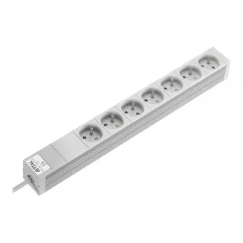 Rittal 7240510 1U 19 collu Rack PDU, 7x CEE 7/5 kontaktligzdas, 230V 16A, 2m kabelis, pelēks