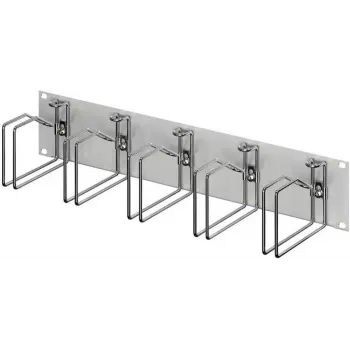 RITTAL 7996.626 19 collu 2U kabeļu pārvaldības panelis ar 5 metāla kabeļu vadīklām 120x60 mm, gaiši pelēks RAL 7035