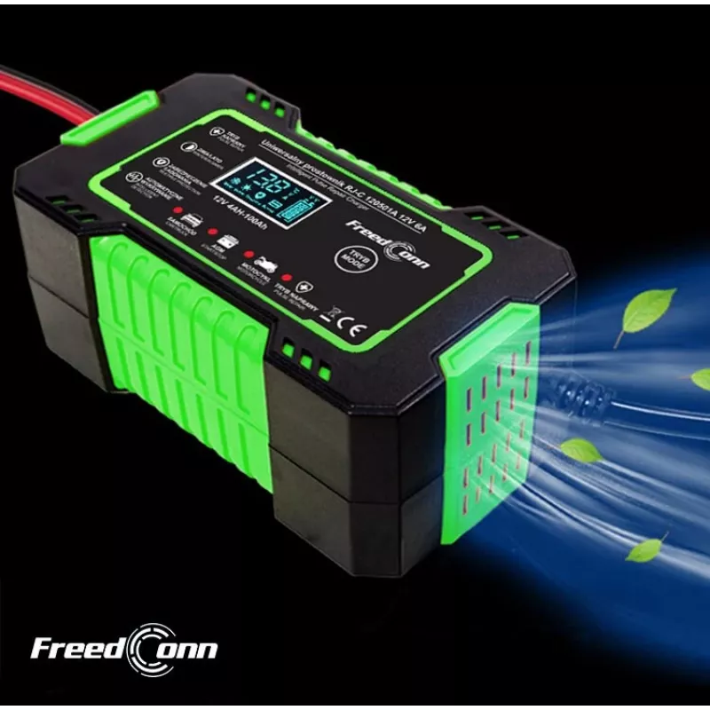 RJ TIANYE FreedConn RJ-C 120501A 12V 6A viedais automātiskais akumulatora lādētājs svina-skābes, AGM, GEL, EFB akumulatoriem ar LCD displeju