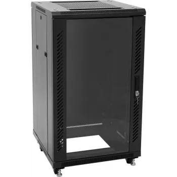 ROADINGER SSC-16 16U 19 inch tērauda statīvs ar stikla durvīm, 150 kg slodze, melns