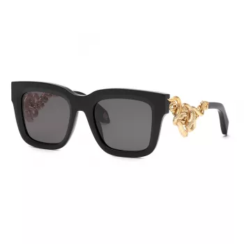 Roberto Cavalli SRC041M520700 Unisex Saulesbrilles - Melns Rāmis, Pelēki Gradienta Lēcas 52mm