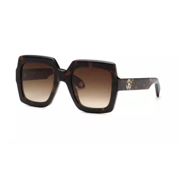 Roberto Cavalli SRC108-5204BL sieviešu kaķa acs saulesbrilles, zila Havana rāmja, gradienta zilas lēcas, 52mm
