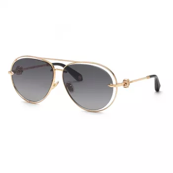 Roberto Cavalli Sieviešu Saulesbrilles SRC032M610300 - Liela Kvadrātveida Melna Rāmja Gradienta Dūmu Lēcas 61mm