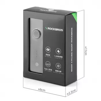 ROCKBROS Front Bike Light 260 lm with USB-C to USB-A Cable - Black