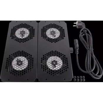Rockstable 19 inch Cooling Element - Fan Tray - Built-in Fan - Steel - Black - 1 Piece - 2,92 kg (RS19-FT68)
