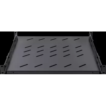 Rockstable 1U 19 collu pastiprināts statīva plaukts - 100 kg nestspēja, SPCC tērauds, melns (RS19-SFH78)